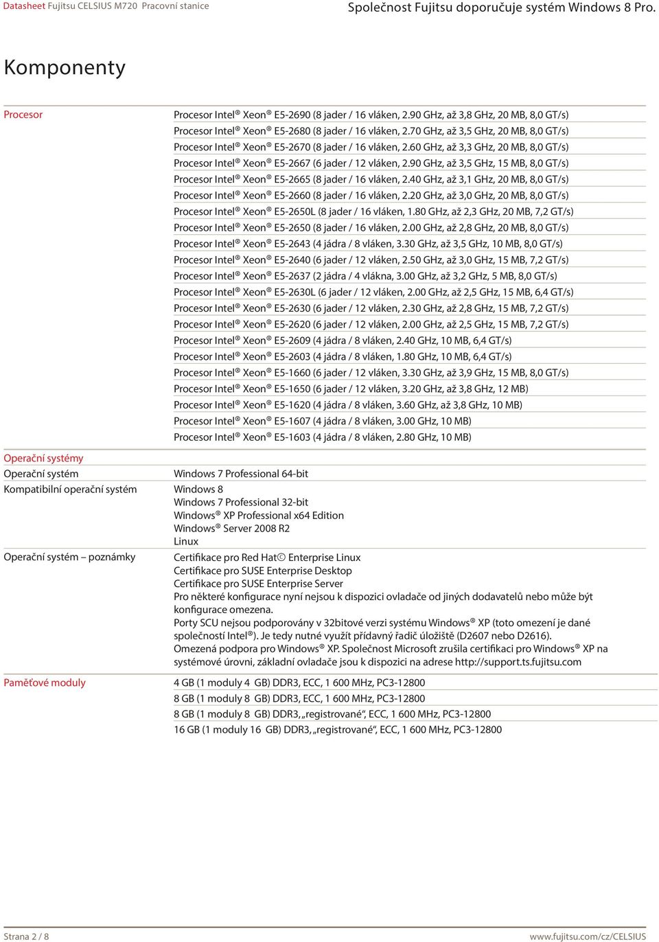 90 GHz, až 3,5 GHz, 15 MB, 8,0 GT/s) Procesor Intel Xeon E5-2665 (8 jader / 16 vláken, 2.40 GHz, až 3,1 GHz, 20 MB, 8,0 GT/s) Procesor Intel Xeon E5-2660 (8 jader / 16 vláken, 2.