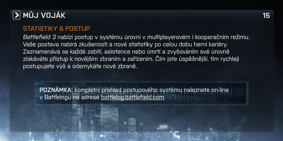 Zaznamenává se každé zabití, asistence nebo úmrtí a zvyšováním své úrovně získáváte přístup k novějším zbraním a zařízením.