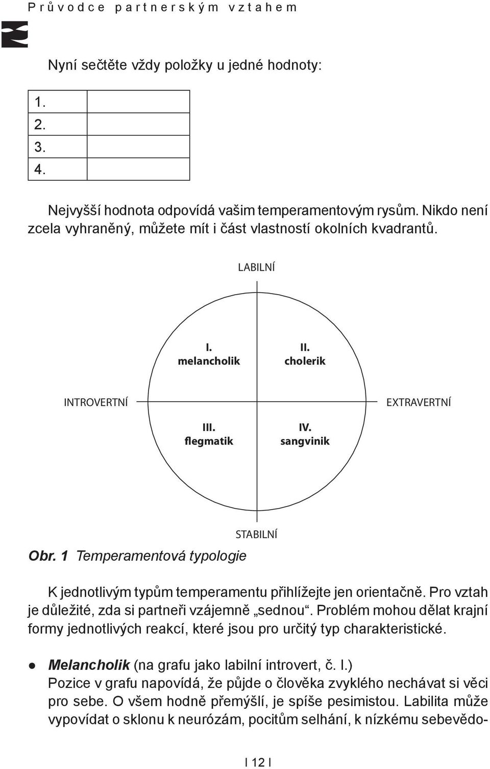 1 Temperamentová typologie STABILNÍ K jednotlivým typům temperamentu přihlížejte jen orientačně. Pro vztah je důležité, zda si partneři vzájemně sednou.