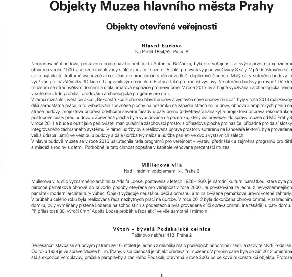 V přednáškovém sále se konají vlastní kulturně-výchovné akce, zčásti je pronajímán v rámci vedlejší doplňkové činnosti.