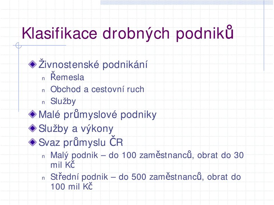 výkony Svaz průmyslu ČR Malý podnik do 100 zaměstnanců, obrat