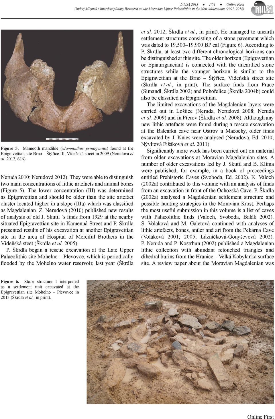 The lower concentration (III) was determined as Epigravettian and should be older than the site artefact cluster located higher in a slope (IIIa) which was classified as Magdalenian. Z.