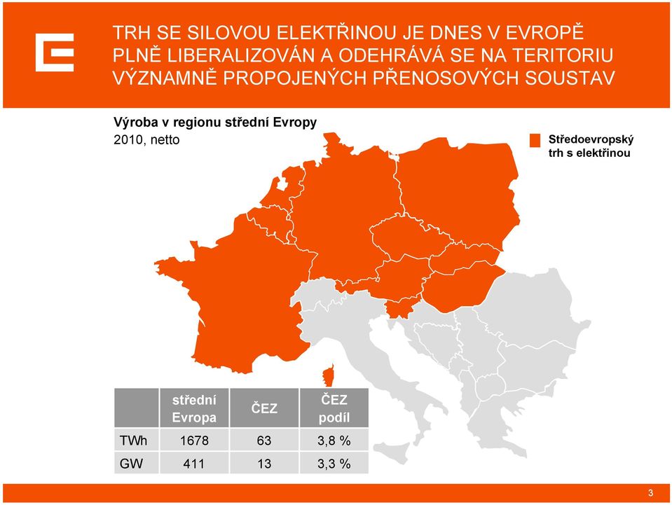 Výroba v regionu střední Evropy 2010, netto Středoevropský trh s