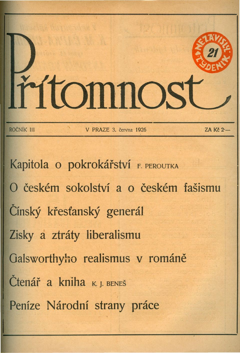 krestanský generál Zisky a ztráty liberalismu Oalsworthyho