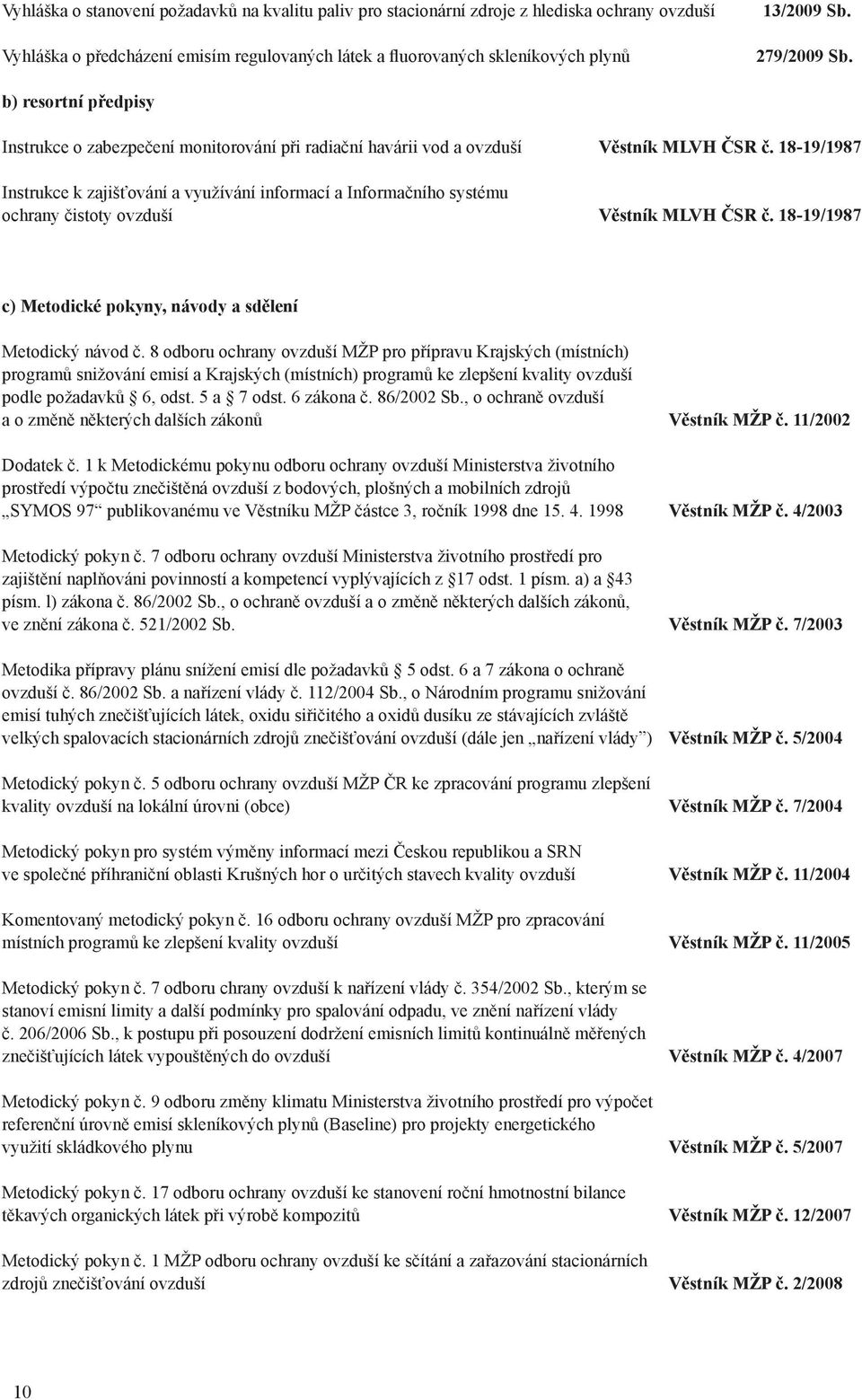 18-19/1987 Instrukce k zajišťování a využívání informací a Informačního systému ochrany čistoty ovzduší Věstník MLVH ČSR č. 18-19/1987 c) Metodické pokyny, návody a sdělení Metodický návod č.