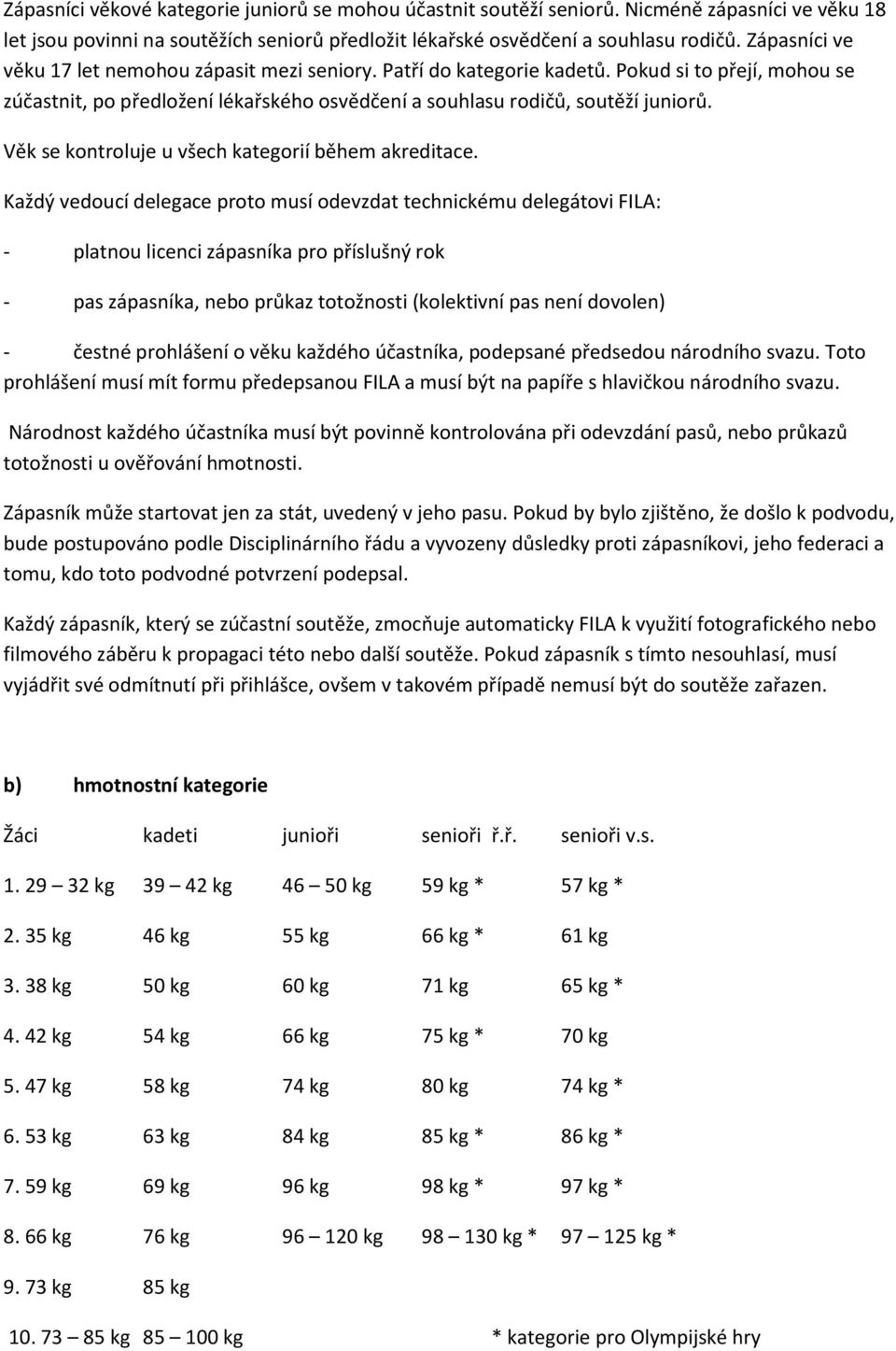 Věk se kontroluje u všech kategorií během akreditace.