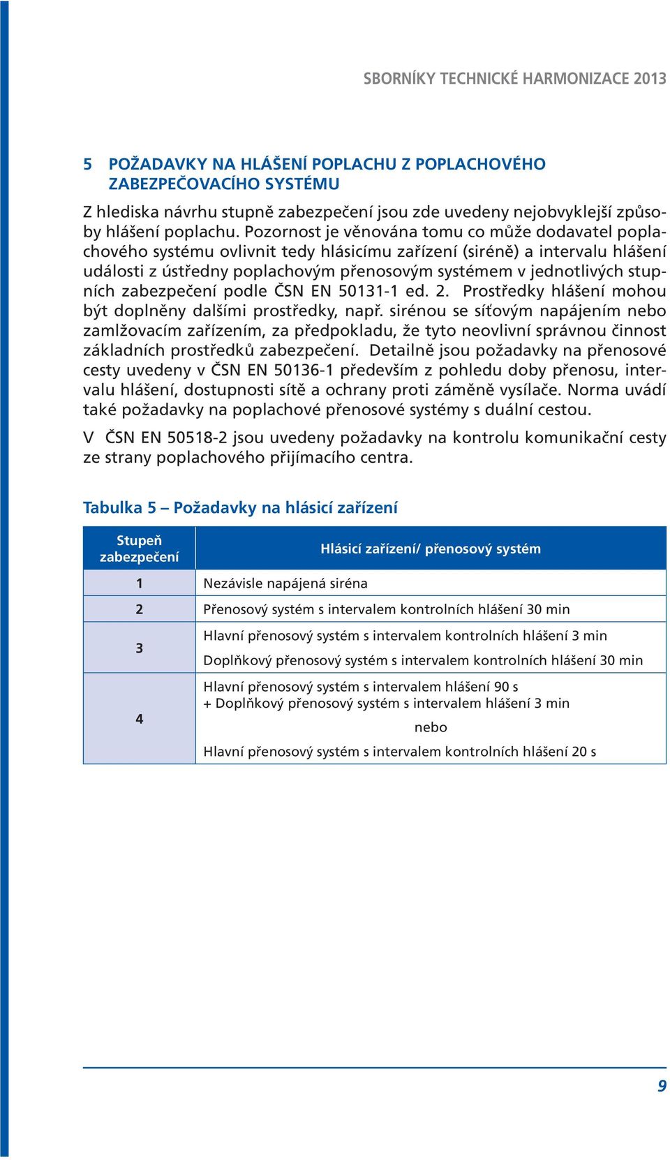 stupních zabezpečení podle ČSN EN 50131-1 ed. 2. Prostředky hlášení mohou být doplněny dalšími prostředky, např.