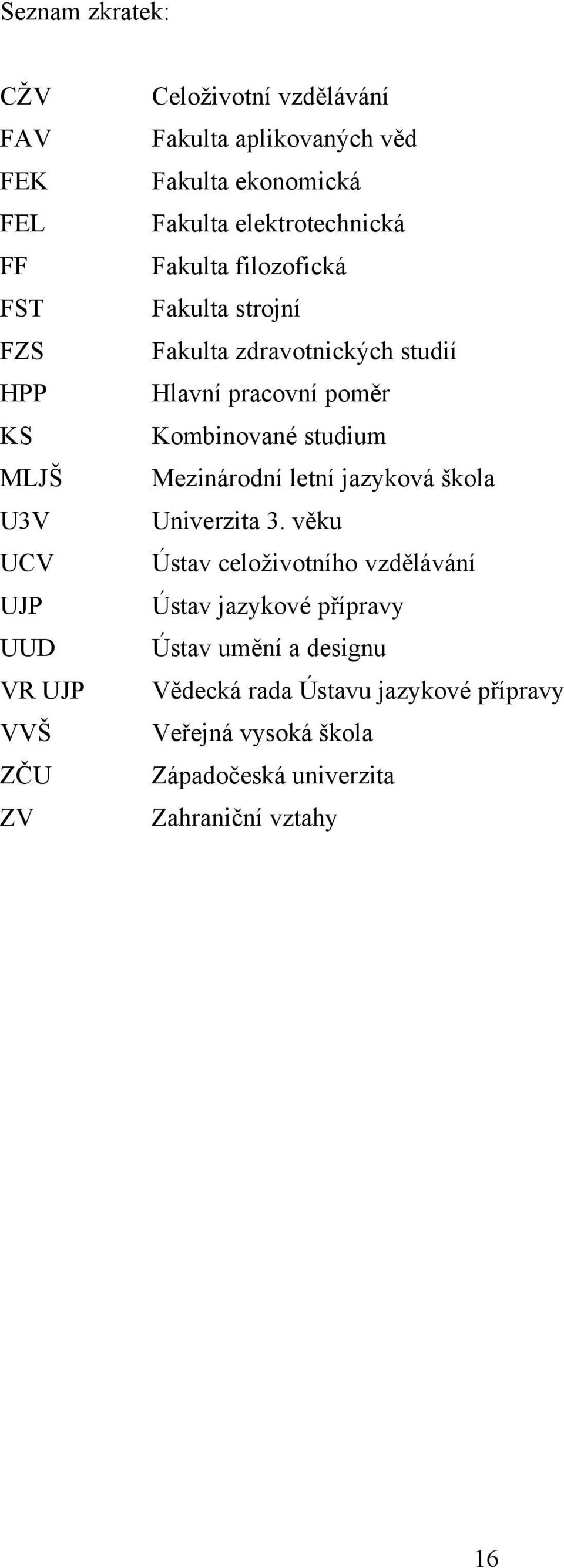 Hlavní pracovní poměr Kombinované studium Mezinárodní letní jazyková škola Univerzita 3.