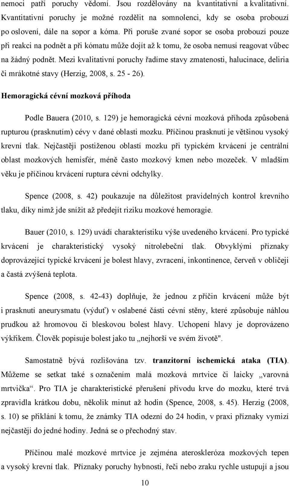 Mezi kvalitativní poruchy řadíme stavy zmatenosti, halucinace, deliria či mrákotné stavy (Herzig, 2008, s. 25-26). Hemoragická cévní mozková příhoda Podle Bauera (2010, s.