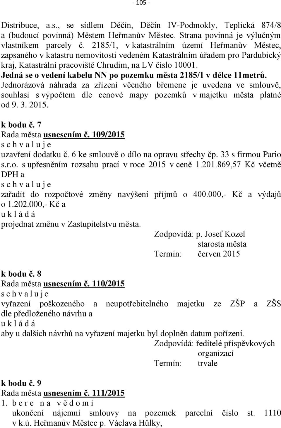 Jedná se o vedení kabelu NN po pozemku města 2185/1 v délce 11metrů.