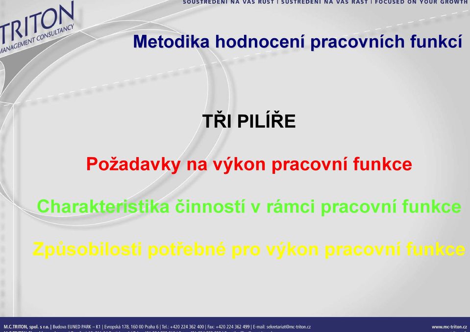 Charakteristika činností v rámci pracovní