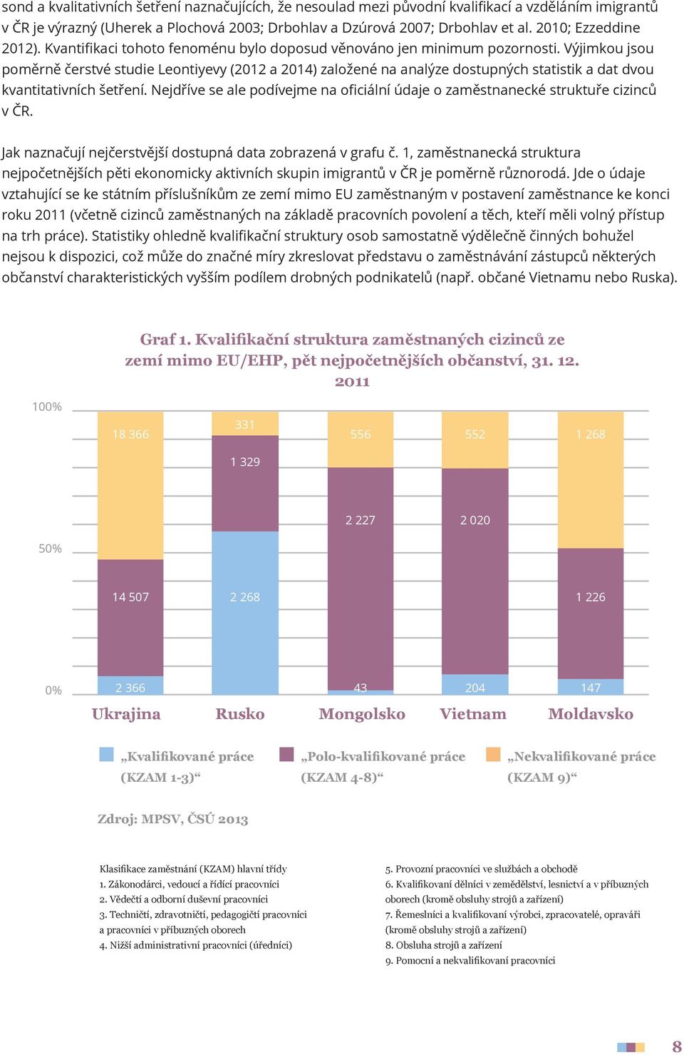 Výjimkou jsou poměrně čerstvé studie Leontiyevy (2012 a 2014) založené na analýze dostupných statistik a dat dvou kvantitativních šetření.