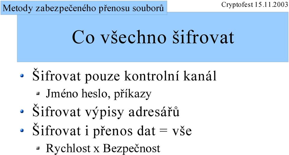 Šifrovat výpisy adresářů Šifrovat i