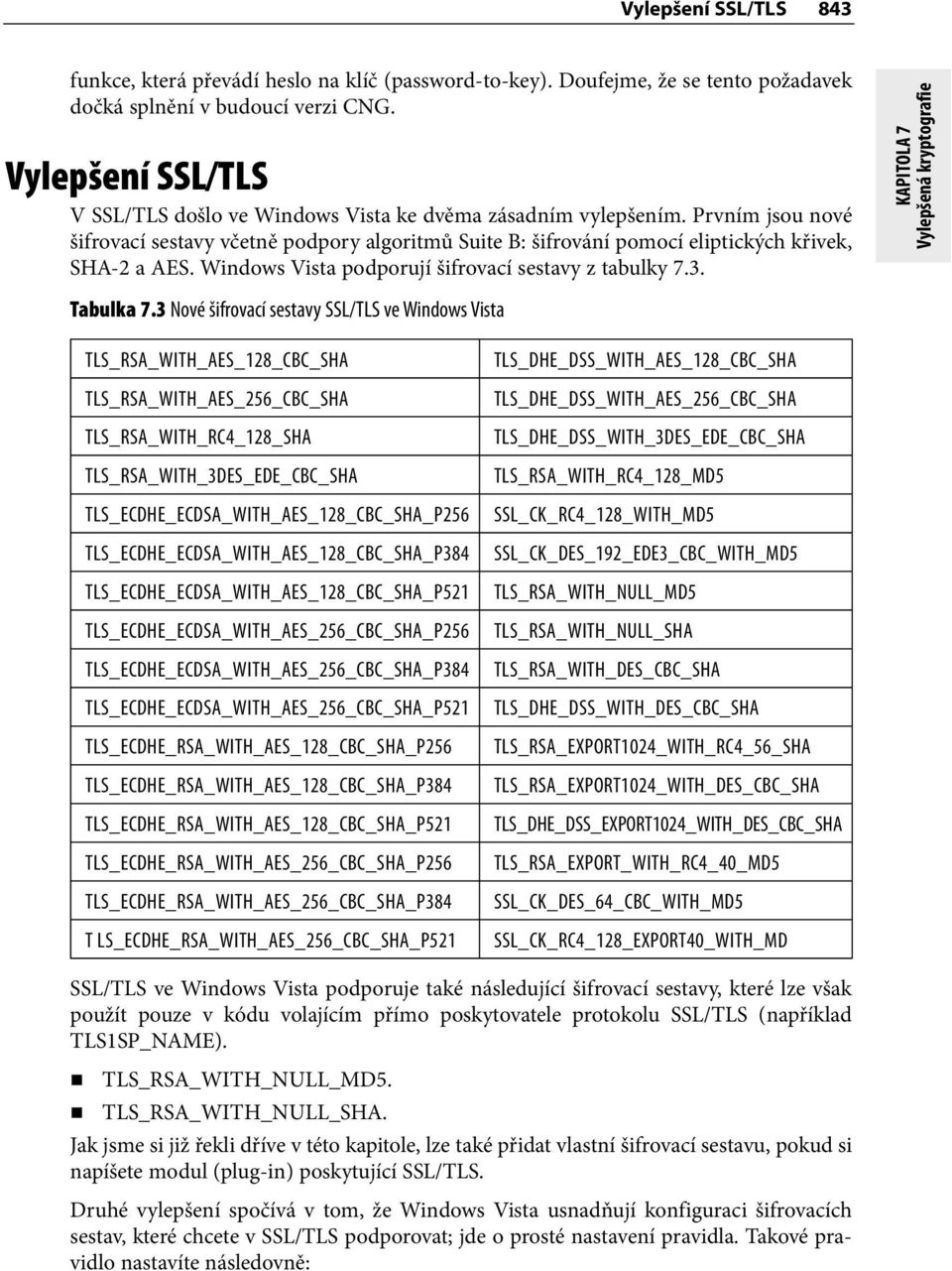 Windows Vista podporují šifrovací sestavy z tabulky 7.3. KAPITOLA 7 Vylepšená kryptografie Tabulka 7.