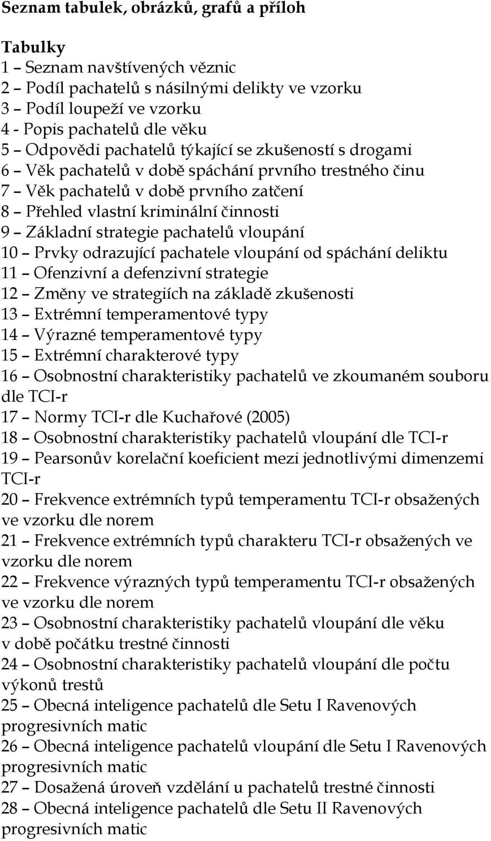 pachatelů vloupání 10 Prvky odrazující pachatele vloupání od spáchání deliktu 11 Ofenzivní a defenzivní strategie 12 Změny ve strategiích na základě zkušenosti 13 Extrémní temperamentové typy 14