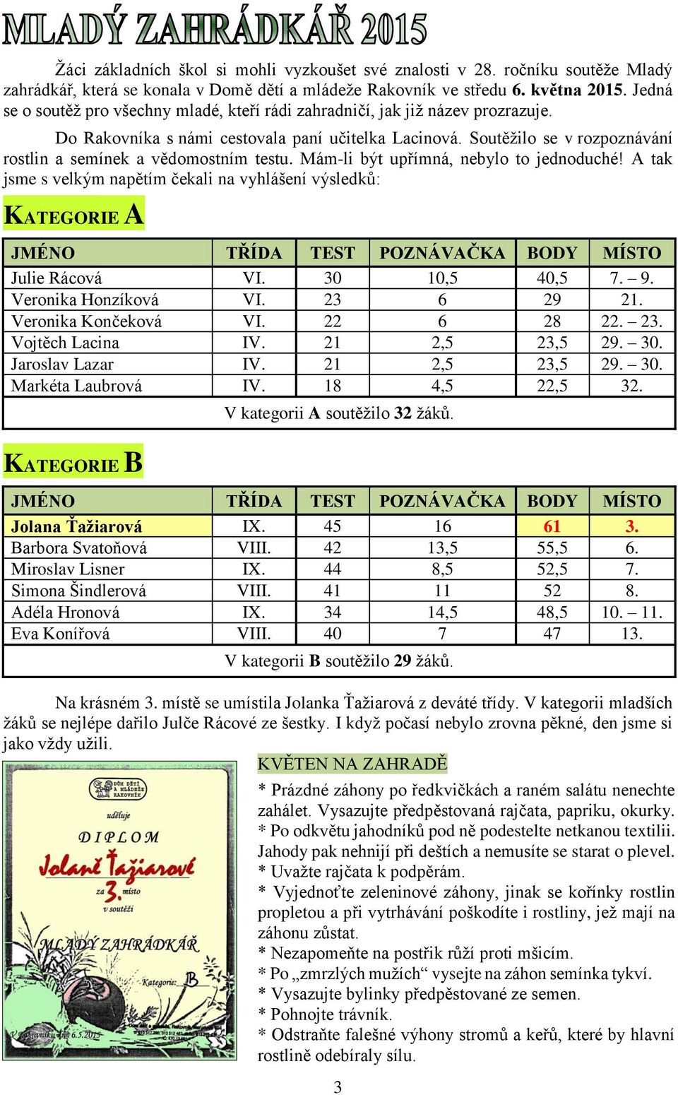 Soutěžilo se v rozpoznávání rostlin a semínek a vědomostním testu. Mám-li být upřímná, nebylo to jednoduché!