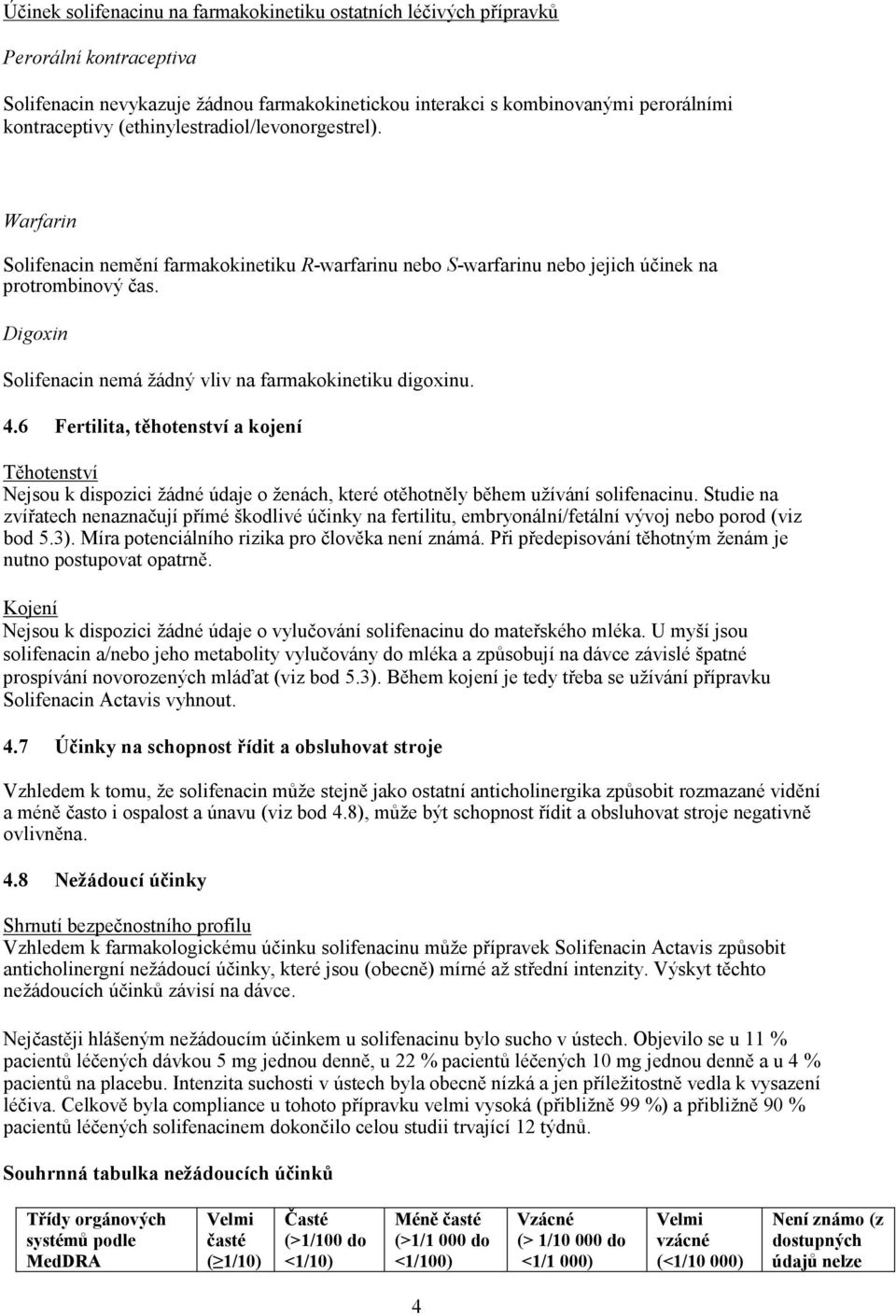 6 Fertilita, těhoteství a kojeí Těhoteství Nejsou k dispozici žádé údaje o žeách, které otěhotěly během užíváí solifeaciu.