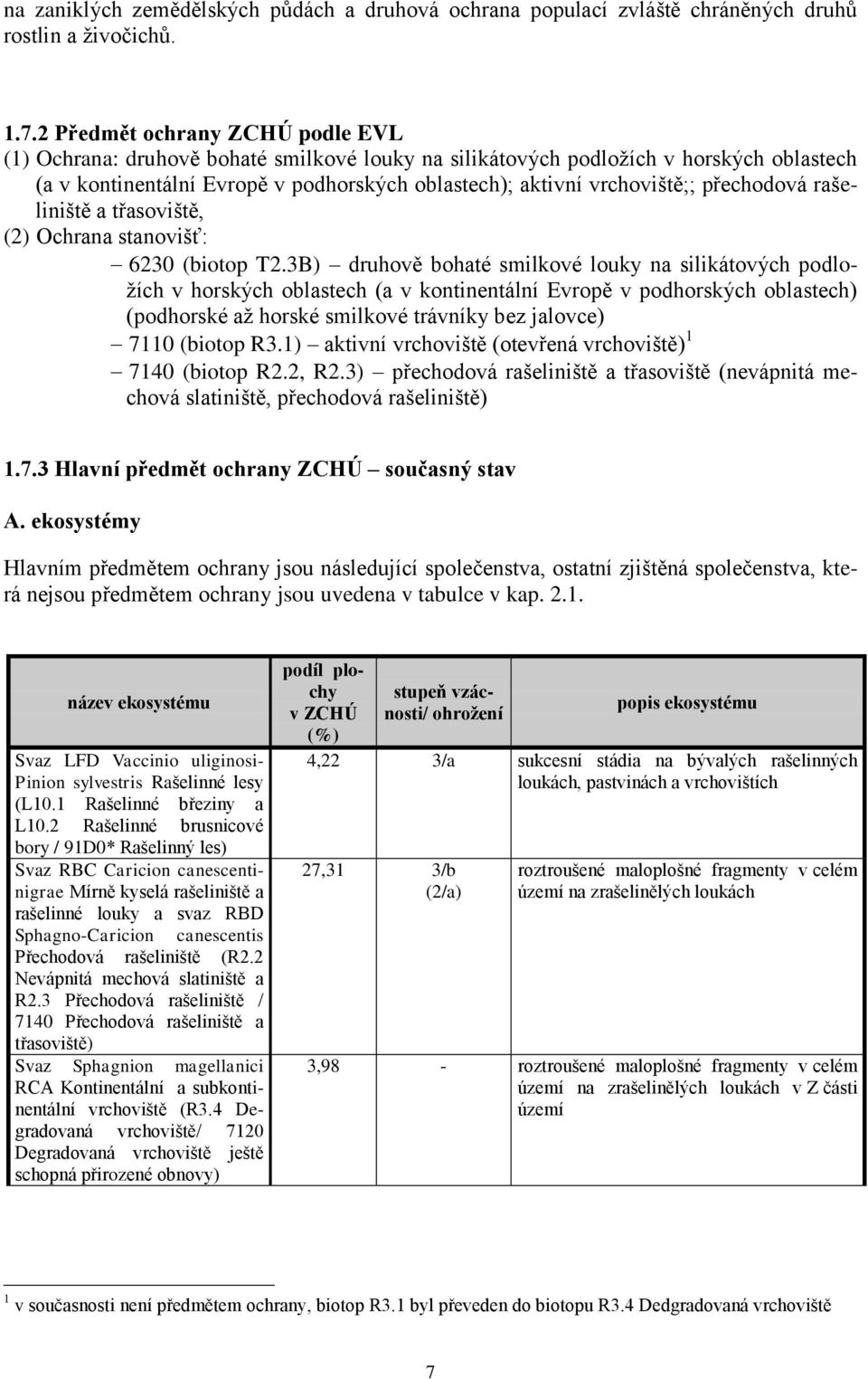 přechodová rašeliniště a třasoviště, (2) Ochrana stanovišť: 6230 (biotop T2.