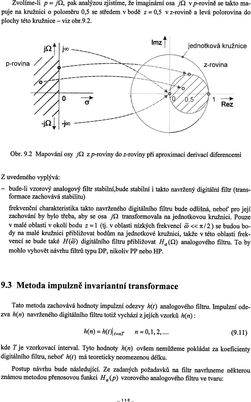 qt joo ----- p-rovina ~,--- Imzt jednotková kružnice ~, z-rovina '.' ~ o O' I, 1 Rez J.Q ~ -JOO ;/,/ Obr. 9.2 Mapování osy j.