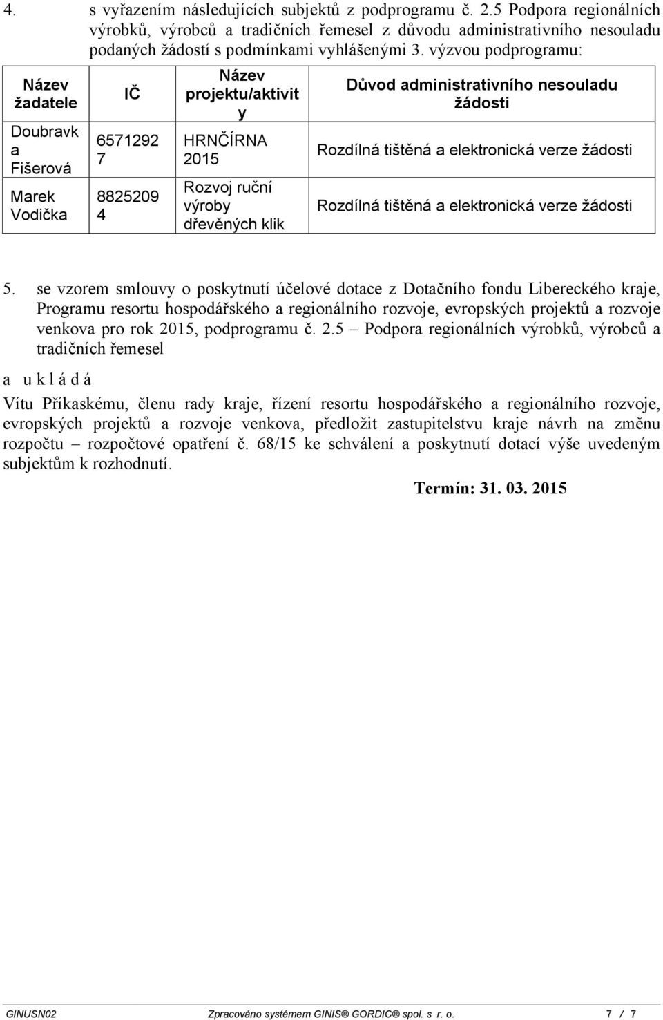 žádosti Rozdílná tištěná a elektronická verze žádosti Rozdílná tištěná a elektronická verze žádosti 5.