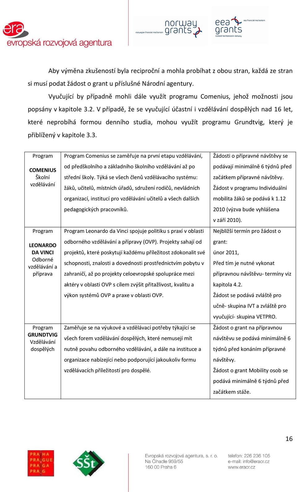 V případě, že se vyučující účastní i vzdělávání dspělých nad 16 let, které neprbíhá frmu denníh studia, mhu využít prgramu Grundtvig, který je přiblížený v kapitle 3.