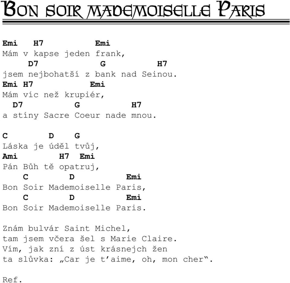 Láska je údìl tvùj, mi H7 Emi Pán Bùh tì opatruj, Emi Bon Soir Mademoiselle Paris, Emi Bon Soir