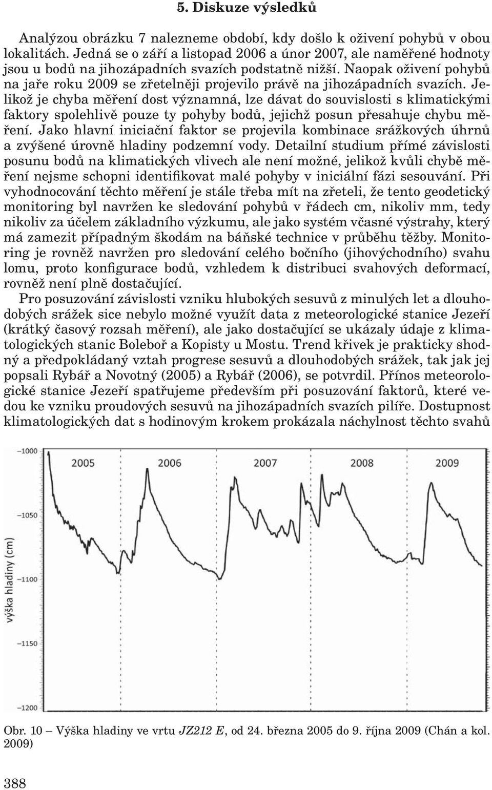 Naopak oživení pohybů na jaře roku 2009 se zřetelněji projevilo právě na jihozápadních svazích.