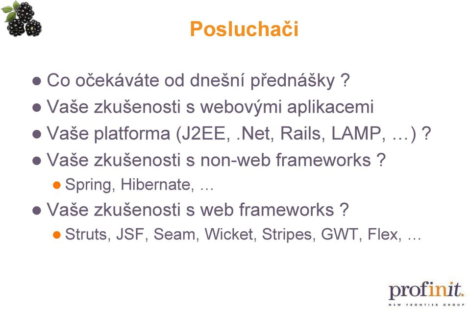 Net, Rails, LAMP, )? Vaše zkušenosti s non-web frameworks?