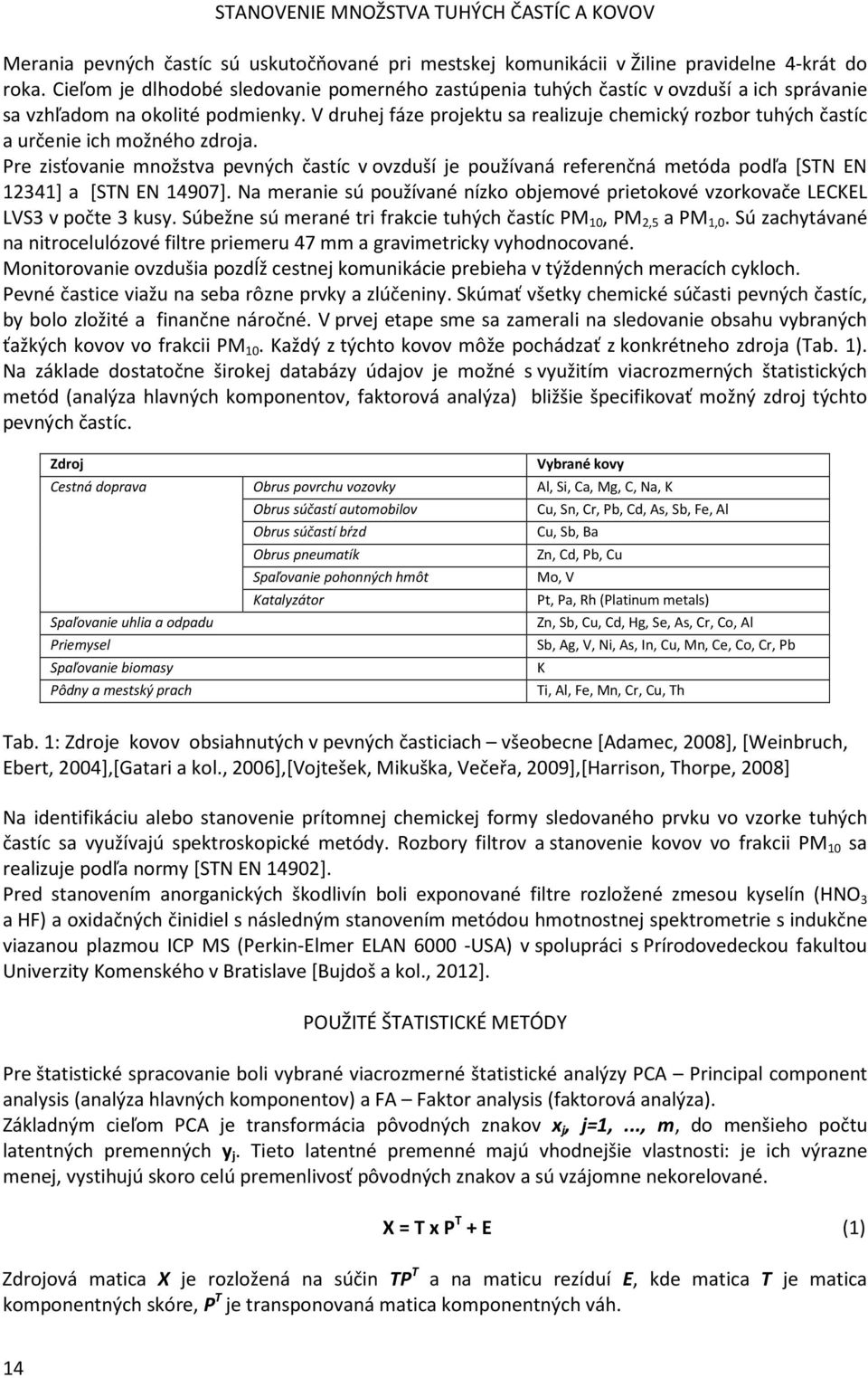 V druhej fáze projektu sa realizuje chemický rozbor tuhých častíc a určenie ich možného zdroja.