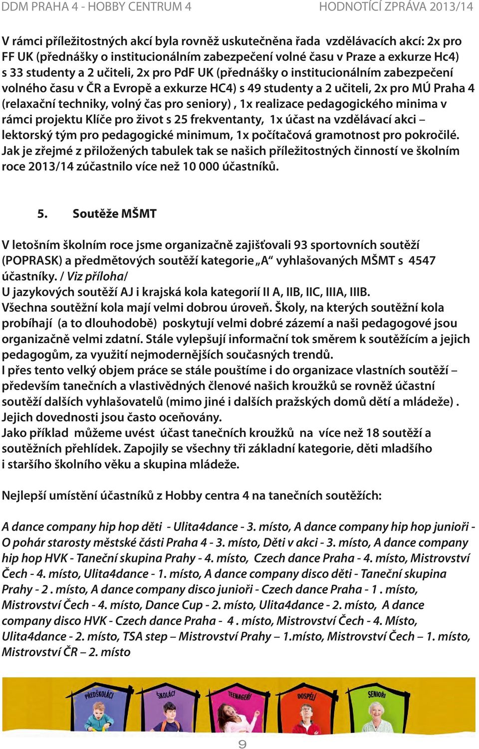 pedagogického minima v rámci projektu Klíče pro život s 5 frekventanty, 1x účast na vzdělávací akci lektorský tým pro pedagogické minimum, 1x počítačová gramotnost pro pokročilé.