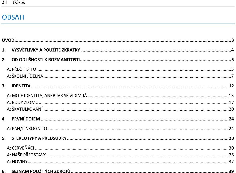 ..13 A: BODY ZLOMU...17 A: ŠKATULKOVÁNÍ...20 4. PRVNÍ DOJEM...24 A: PAN/Í INKOGNITO...24 5.