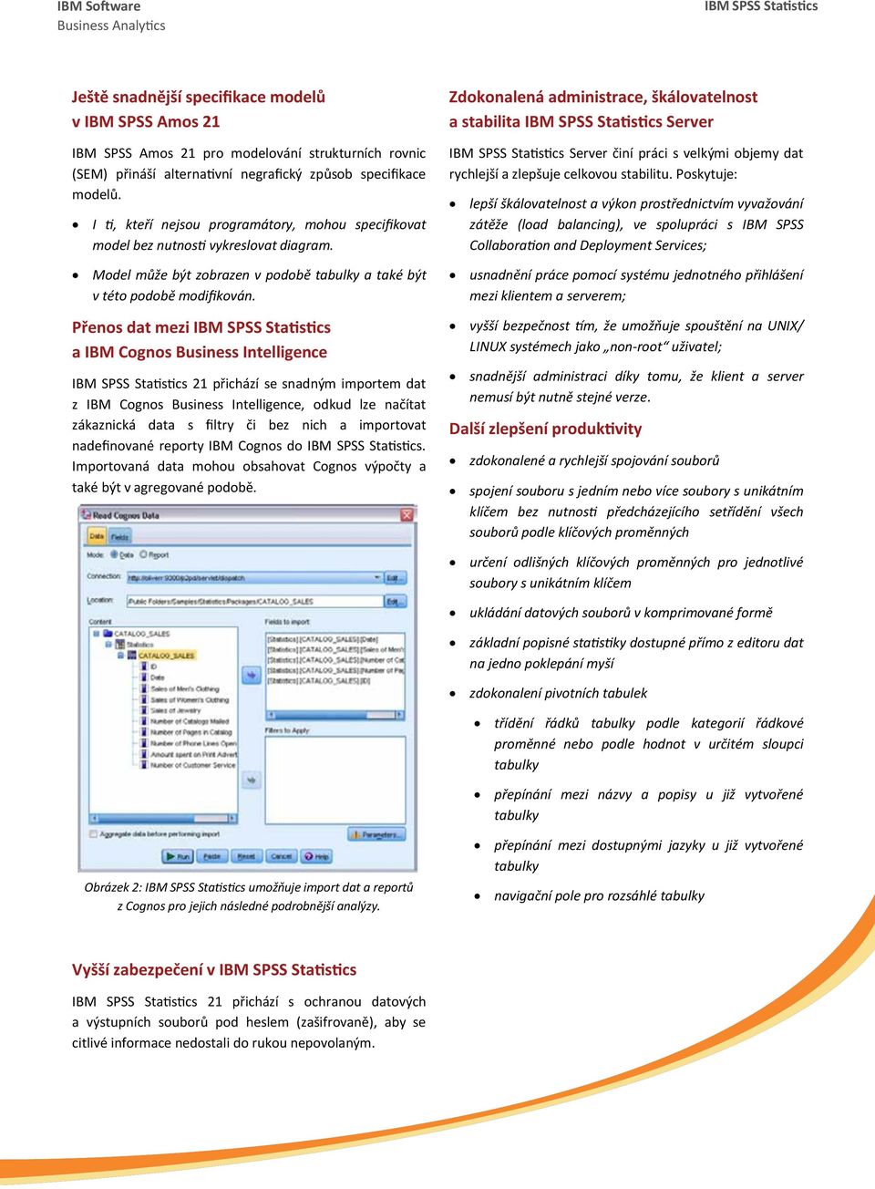 Přenos dat mezi a IBM Cognos Business Intelligence 21 přichází se snadným importem dat z IBM Cognos Business Intelligence, odkud lze načítat zákaznická data s filtry či bez nich a importovat