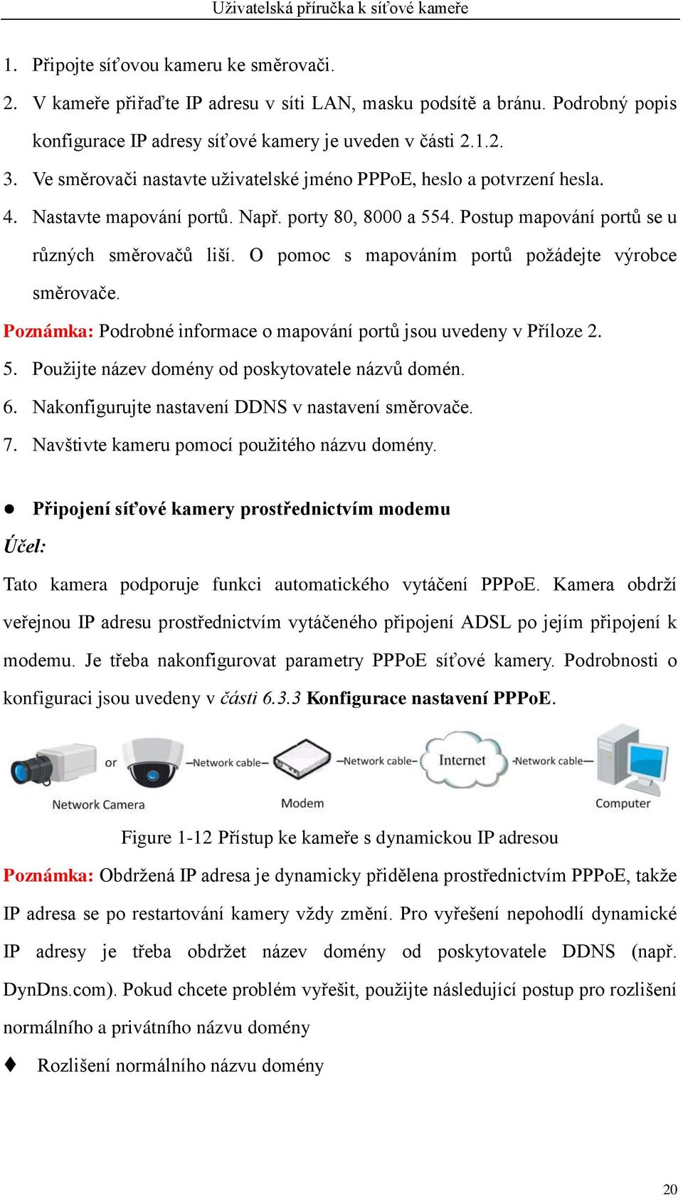 O pomoc s mapováním portů požádejte výrobce směrovače. Poznámka: Podrobné informace o mapování portů jsou uvedeny v Příloze 2. 5. Použijte název domény od poskytovatele názvů domén. 6.