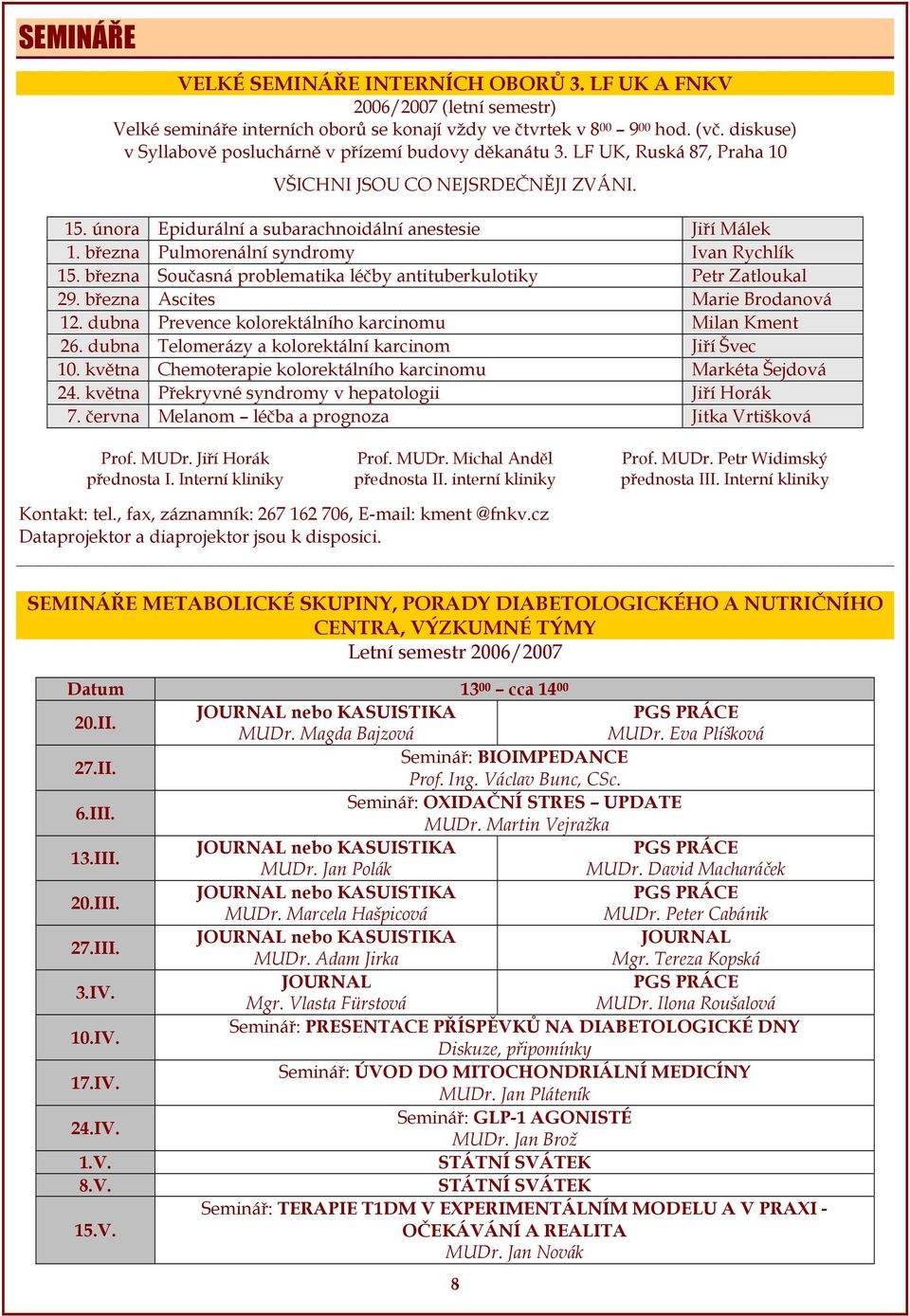 března Pulmorenální syndromy Ivan Rychlík 15. března Současná problematika léčby antituberkulotiky Petr Zatloukal 29. března Ascites Marie Brodanová 12.