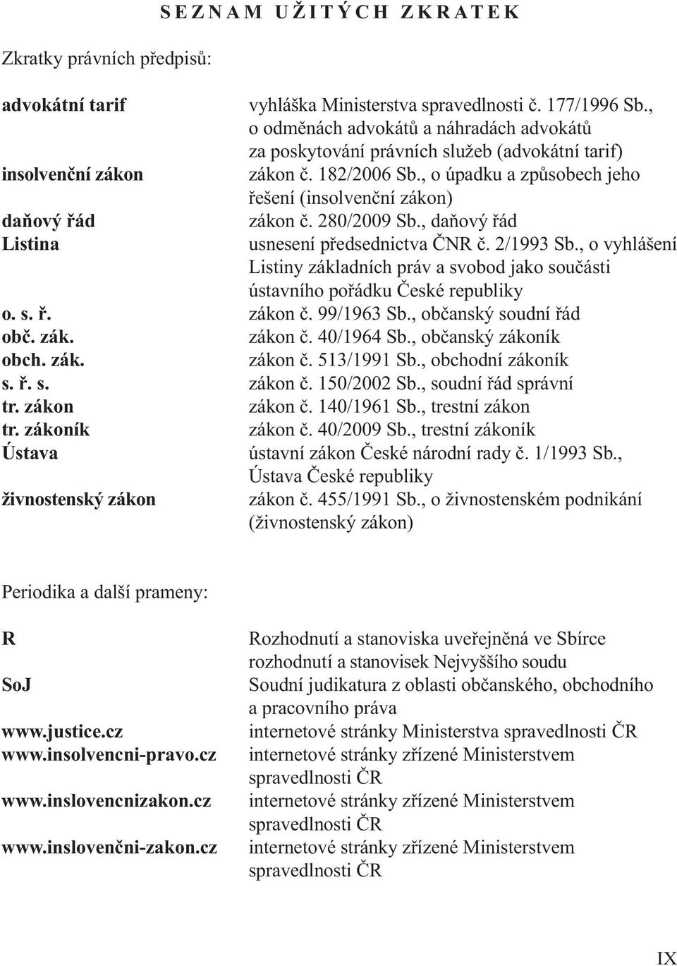 , daňový řád usnesení předsednictva ČNR č. 2/1993 Sb., o vyhlášení Listiny základních práv a svobod jako součásti ústavního pořádku České republiky o. s. ř. zákon č. 99/1963 Sb.