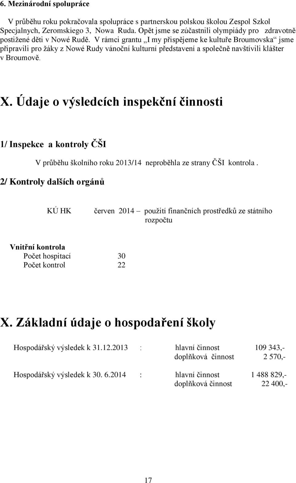 V rámci grantu I my přispějeme ke kultuře Broumovska jsme připravili pro žáky z Nowé Rudy vánoční kulturní představení a společně navštívili klášter v Broumově. X.