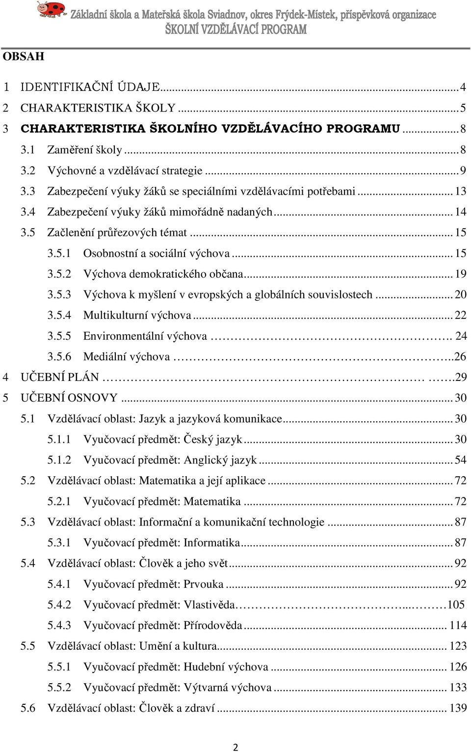 .. 15 3.5.2 Výchova demokratického občana... 19 3.5.3 Výchova k myšlení v evropských a globálních souvislostech... 20 3.5.4 Multikulturní výchova... 22 3.5.5 Environmentální výchova. 24 3.5.6 Mediální výchova.