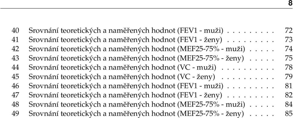 .... 75 44 Srovnání teoretických a naměřených hodnot (VC - muˇzi).......... 78 45 Srovnání teoretických a naměřených hodnot (VC - ženy).