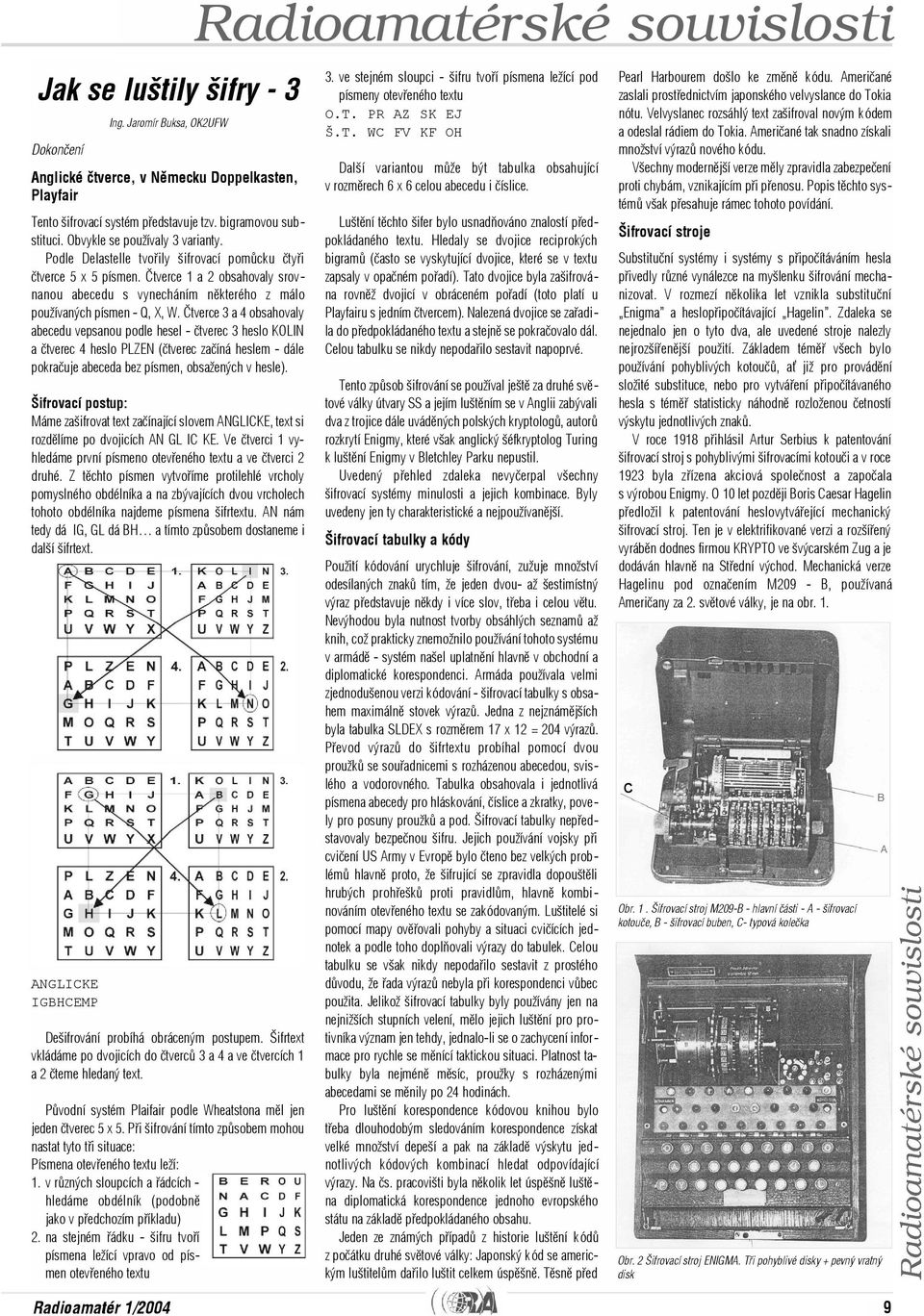 Ètverce 1 a 2 obsahovaly srovnanou abecedu s vynecháním nìkterého z málo používaných písmen - Q, X, W.