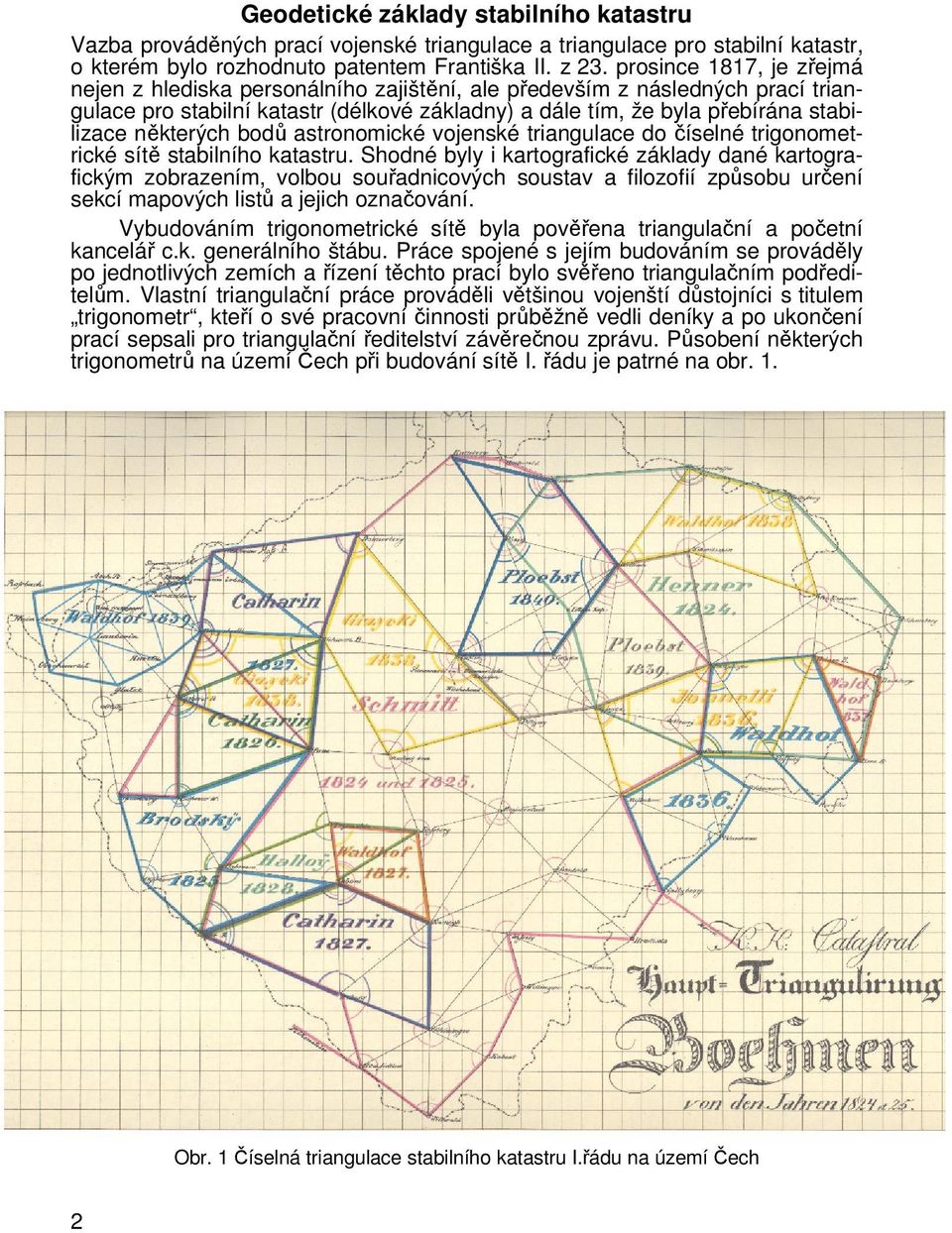 bod astronomické vojenské triangulace do íselné trigonometrické sít stabilního katastru.