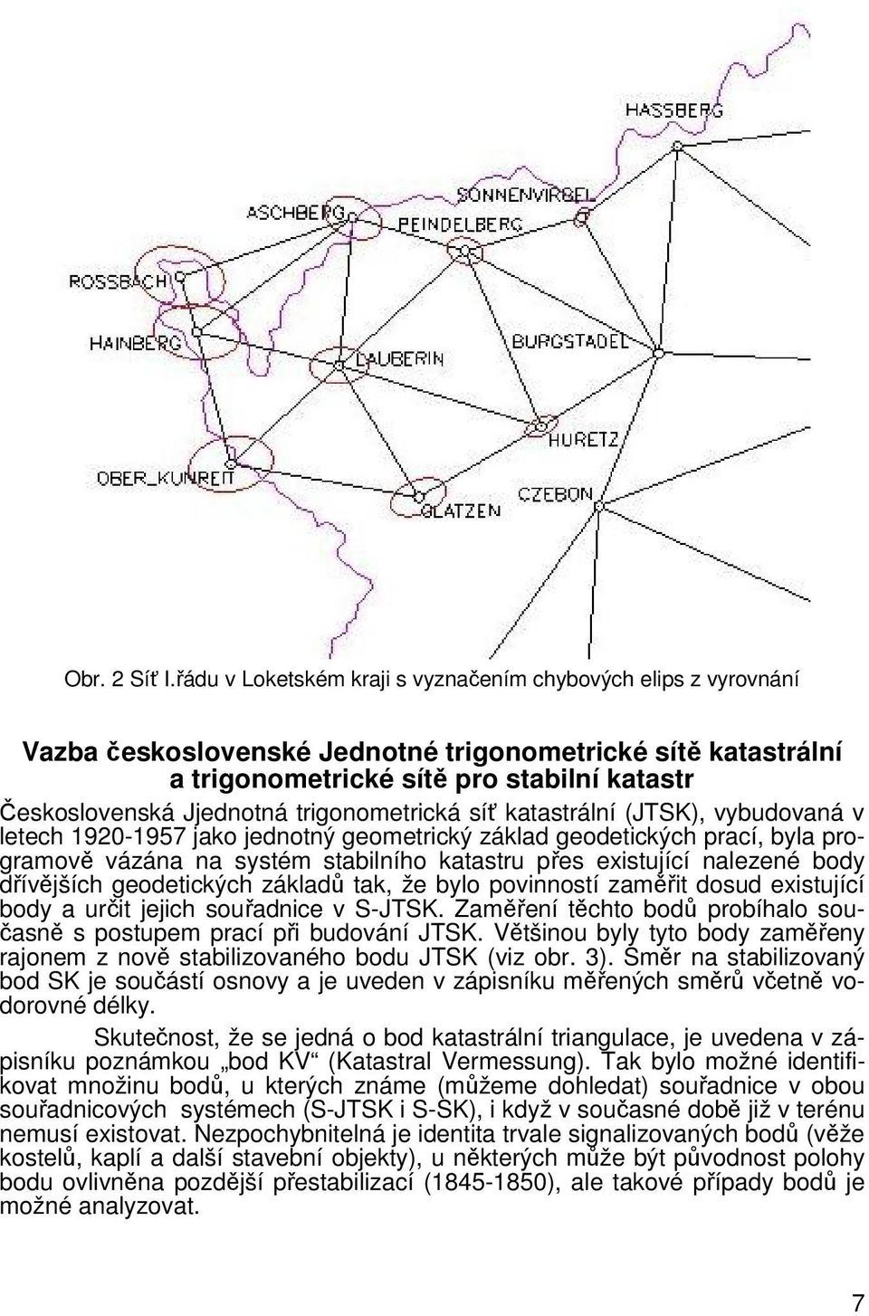 trigonometrická sí katastrální (JTSK), vybudovaná v letech 1920-1957 jako jednotný geometrický základ geodetických prací, byla programov vázána na systém stabilního katastru pes existující nalezené