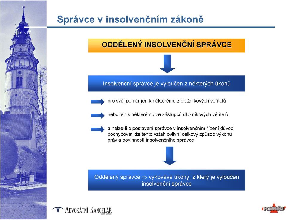 nelze-li o postavení správce v insolvenčním řízení důvod pochybovat, že tento vztah ovlivní celkový způsob