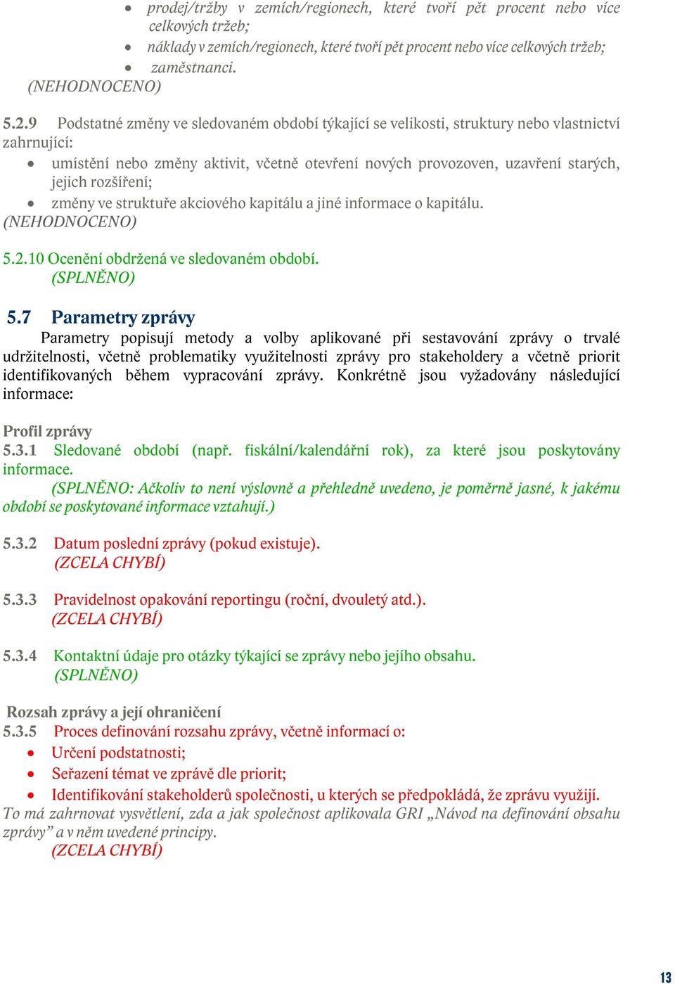 rozšíření; změny ve struktuře akciového kapitálu a jiné informace o kapitálu. (NEHODNOCENO) 5.2.10 Ocenění obdržená ve sledovaném období. (SPLNĚNO) 5.