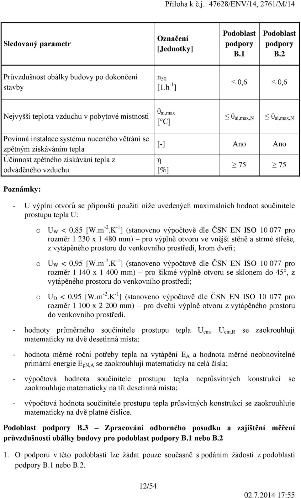 tepla z odváděného vzduchu [-] Ano Ano η [%] 75 75 Poznámky: - U výplní otvorů se připouští použití níže uvedených maximálních hodnot součinitele prostupu tepla U: o U W < 0,85 [W.m -2.