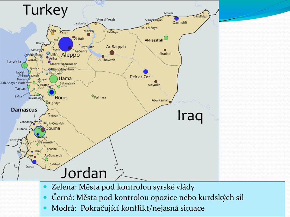 opozice nebo kurdských sil Modrá: