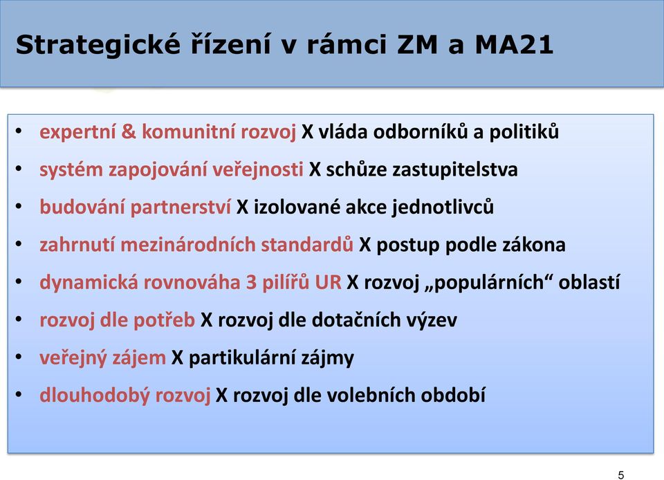 mezinárodních standardů X postup podle zákona dynamická rovnováha 3 pilířů UR X rozvoj populárních oblastí