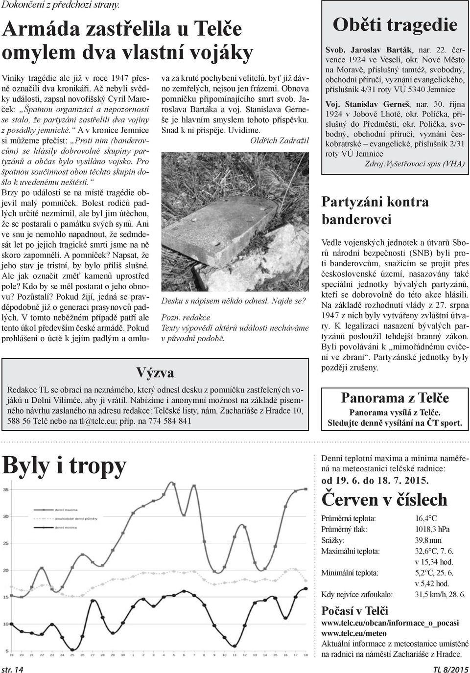 A v kronice Jemnice si můžeme přečíst: Proti nim (banderovcům) se hlásily dobrovolné skupiny partyzánů a občas bylo vysíláno vojsko.