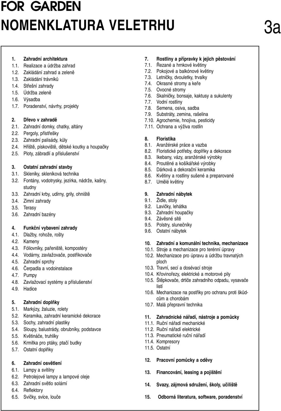 Ploty, zábradlí a pfiíslu enství 3. Ostatní zahradní stavby 3.1. Skleníky, skleníková technika 3.2. Fontány, vodotrysky, jezírka, nádrïe, ka ny, studny 3.3. Zahradní krby, udírny, grily, ohni tû 3.4.
