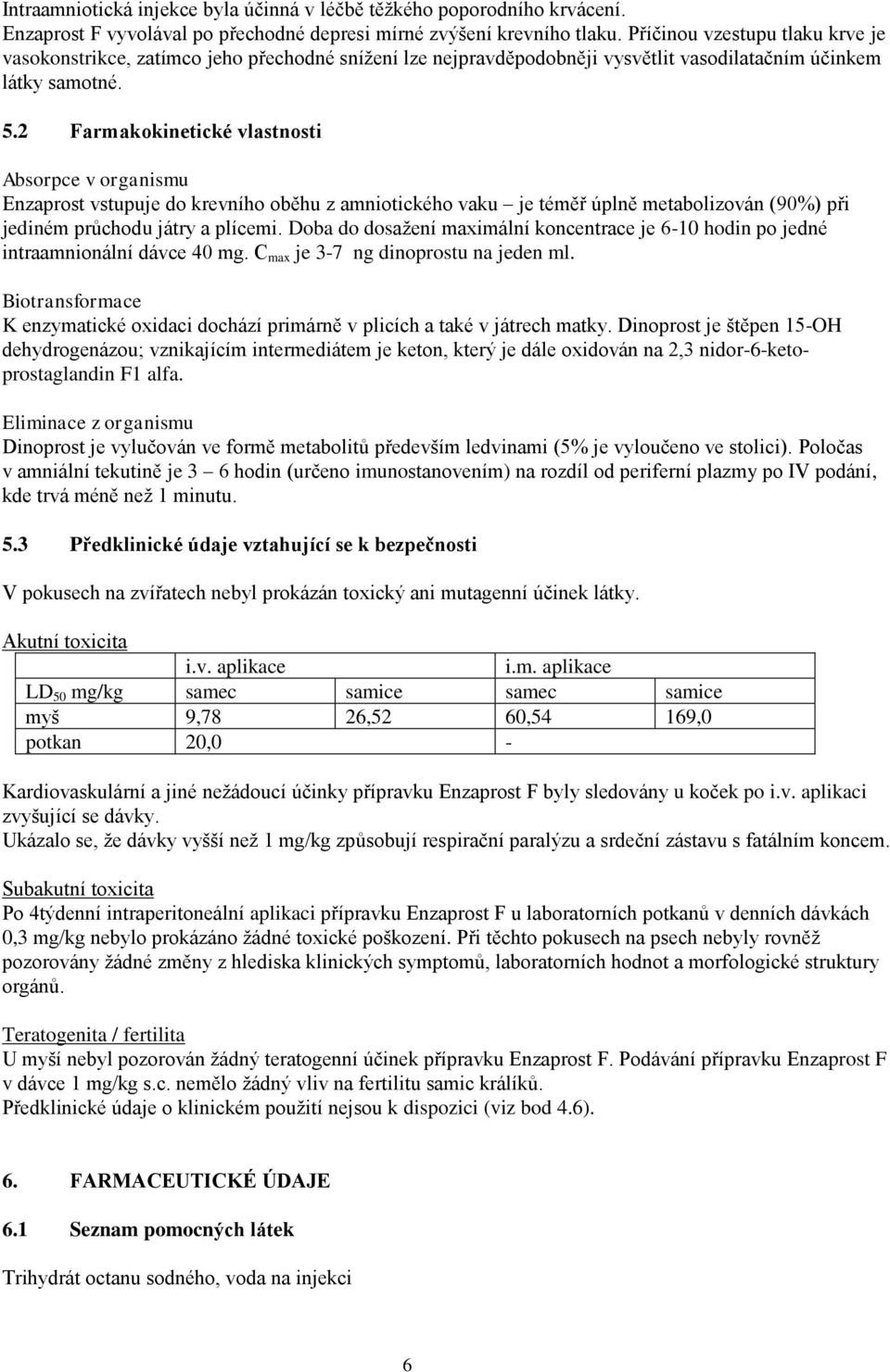 2 Farmakokinetické vlastnosti Absorpce v organismu Enzaprost vstupuje do krevního oběhu z amniotického vaku je téměř úplně metabolizován (90%) při jediném průchodu játry a plícemi.