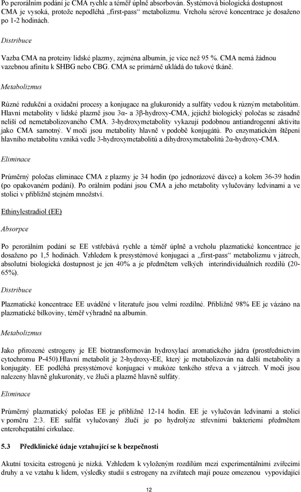 CMA se primárně ukládá do tukové tkáně. Metabolizmus Různé redukční a oxidační procesy a konjugace na glukuronidy a sulfáty vedou k různým metabolitům.